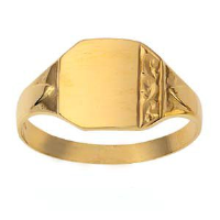 9ct Gold 12x11mm gents engraved square Signet Ring Sizes R-W