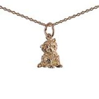 9ct Gold 12x11mm Kitten Pendant with a 1.1mm wide cable Chain