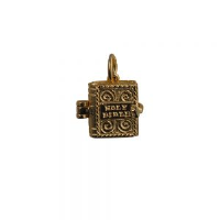 9ct Gold 12x11mm moveable Bible with the Hail Mary inside Pendant or Charm
