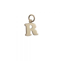 9ct Gold 12x11mm plain Initial R Pendant or Charm