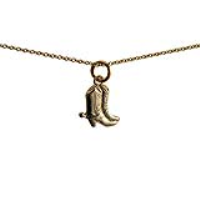 9ct Gold 12x12mm Cowboy Boots Pendant with a 1.1mm wide cable Chain