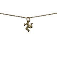 9ct Gold 12x12mm Isle of Man Legs Pendant with a 1.1mm wide cable Chain