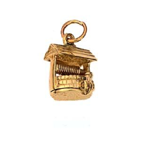 9ct Gold 12x12mm Wishing Well Pendant or Charm