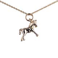 9ct Gold 12x16mm Pony Pendant with a 1.1mm wide cable Chain