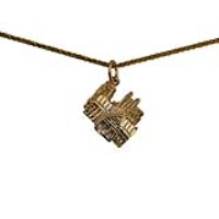9ct Gold 12x17mm York Minster Pendant with a 1.1mm wide spiga Chain