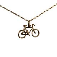 9ct Gold 12x20mm Bicycle Pendant with a 1.1mm wide cable Chain