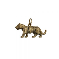 9ct Gold 12x27mm Tiger Pendant or Charm
