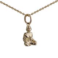 9ct Gold 12x8mm Half Lotus Yoga Position Pendant with a 1.1mm wide cable Chain