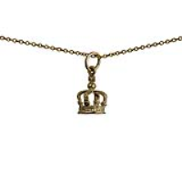 9ct Gold 12x8mm Royal Crown Pendant with a 1.1mm wide cable Chain