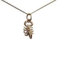 9ct Gold 12x8mm Scorpion ready to strike Pendant with a 0.6mm wide curb Chain
