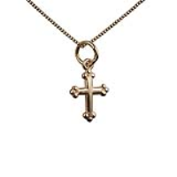 9ct Gold 12x9mm Cross symbol of faith Pendant with a 0.6mm wide curb Chain