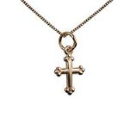9ct Gold 12x9mm Cross symbol of faith Pendant with a 0.6mm wide curb Chain 16 inches Only Suitable for Children