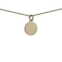 9ct Gold 13mm plain round Disc Pendant with a 0.6mm wide curb Chain