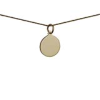 9ct Gold 13mm plain round Disc Pendant with a 0.6mm wide curb Chain 18 inches