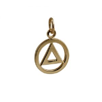 9ct Gold 13mm round Alcoholics Anonymous Pendant