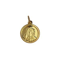 9ct Gold 13mm round Our Lady of Sorrows Pendant