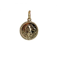 9ct Gold 13mm round St Christopher Pendant Only Suitable for Children