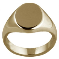 9ct Gold 13x10mm solid plain oval Signet Ring Sizes I-W