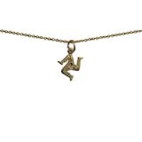 9ct Gold 13x13mm Isle of Man Legs Pendant with a 1.1mm wide cable Chain