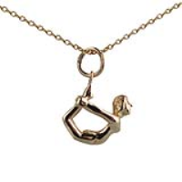 9ct Gold 13x15mm Bow Pose Yoga Position Pendant with a 1.1mm wide cable Chain