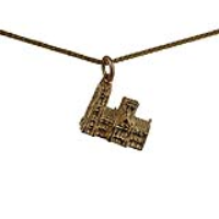 9ct Gold 13x18mm Westminster Abbey Pendant with a 1.1mm wide spiga Chain
