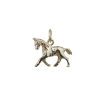 9ct Gold 13x19mm Saddled Cantering Horse Pendant or Charm