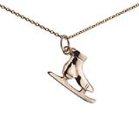 9ct Gold 13x20mm Ice Skating Boot Pendant with a 1.1mm wide cable Chain 16 inches Only Suitable for Children