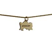9ct Gold 13x20mm Map of Jersey Pendant with a 1.1mm wide spiga Chain