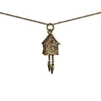 9ct Gold 13x27mm moveable wall Clock Pendant with a 1.1mm wide cable Chain