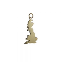 9ct Gold 13x29mm map of the British Isles Pendant or Charm