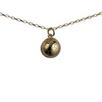 9ct Gold 14mm solid Football Pendant with a 1.4mm wide belcher Chain