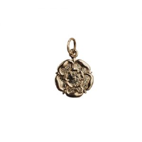 9ct Gold 14mm Tudor Rose of England Pendant or Charm