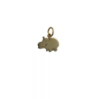 9ct Gold 14x10mm Hippo Pendant or Charm