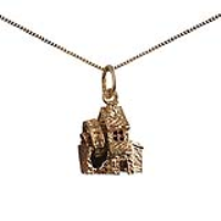 9ct Gold 14x11mm moveable Water Mill Pendant with a 0.6mm wide curb Chain 16 inches Only Suitable for Children