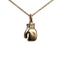 9ct Gold 14x11mm solid Boxing Glove Pendant with a 1.1mm wide cable Chain