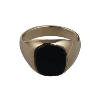 9ct Gold 14x12mm gents Onyx set oval Signet Ring Sizes T-X