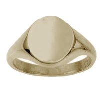 9ct Gold 14x12mm solid plain oval Signet Ring Sizes N-W