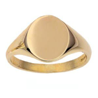 9ct Gold 14x12mm solid plain oval Signet Ring Sizes R-Z