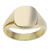 9ct Gold 14x13mm solid plain cushion Signet Ring Sizes R-W