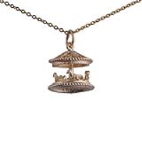 9ct Gold 14x14mm moveable Fair ground Carousel Pendant with a 1.1mm wide cable Chain 16 inches Only Suitable for Children