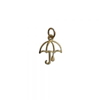 9ct Gold 14x14mm pierced Umbrella with Raindrop Pendant or Charm
