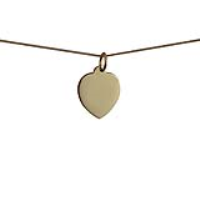 9ct Gold 14x14mm plain Heart Disc Pendant with a 0.6mm wide curb Chain