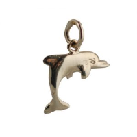 9ct Gold 14x17mm leaping Dolphin Pendant or Charm