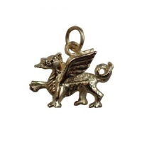 9ct Gold 14x18mm Welsh Dragon Pendant or Charm