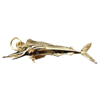 9ct Gold 14x40mm solid Swordfish Pendant or Charm