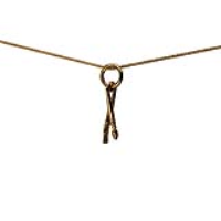 9ct Gold 14x4mm Artist&#39;s Brushes Pendant with a 0.6mm wide curb Chain