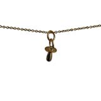 9ct Gold 14x6mm Babies Dummy Pendant with a 1.1mm wide cable Chain 16 inches Only Suitable for Children