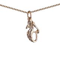 9ct Gold 14x9mm Mermaid Pendant with a 1.1mm wide cable Chain