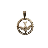 9ct Gold 15mm round Confirmation Dove Pendant or Charm
