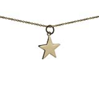 9ct Gold 15mm Star Pendant with a 1.1mm wide cable Chain